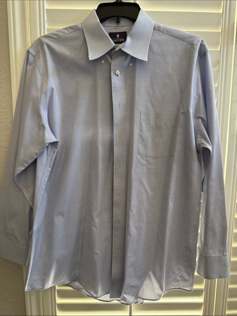 Stafford Men's Pale Blue Dress Shirt with Chest Pocket